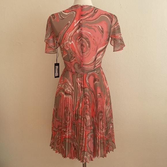 Mulberry Yvonne Marble Chiffon Pleated Dress Size 6 - Picture 4 of 9